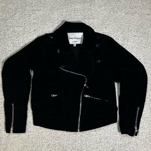 Juicy Couture 100% cotton black corduroy biker jacket Size M